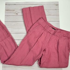 LOFT Marisa Low Rise Linen Trouser in strawberry - size 0